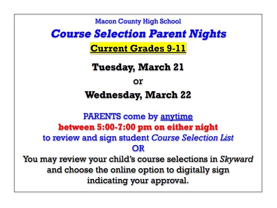Course Selection Night